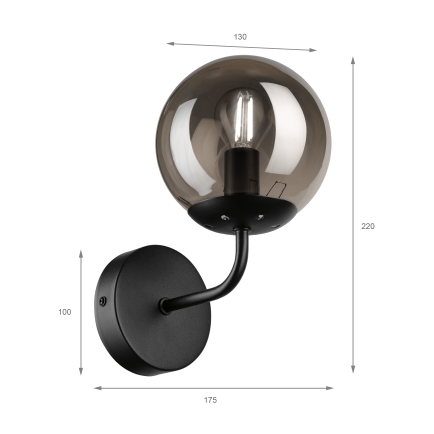 Brilagi - Applique murale MALIVA 1xE14/15W/230V noir/fumé