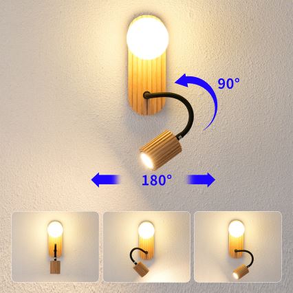 Brilagi - Applique murale MODERN WOOD 1xG9/5W/230V + 1xGU10/8W en bois d'hévéa