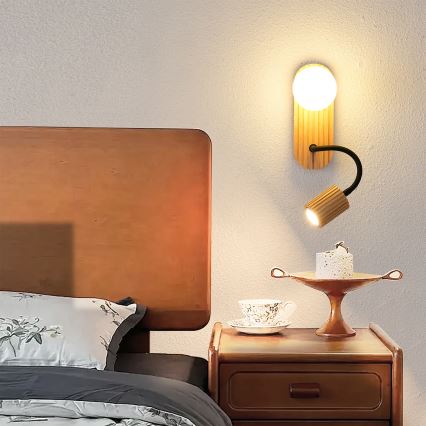 Brilagi - Applique murale MODERN WOOD 1xG9/5W/230V + 1xGU10/8W en bois d'hévéa