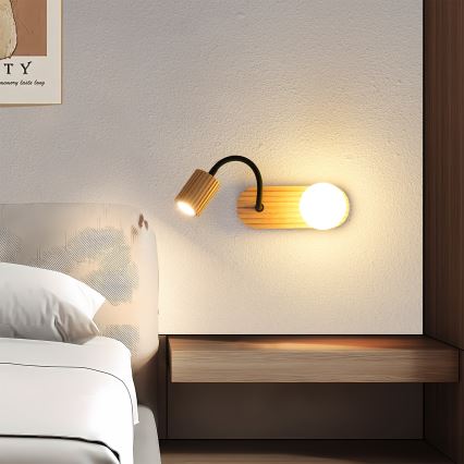 Brilagi - Applique murale MODERN WOOD 1xG9/5W/230V + 1xGU10/8W en bois