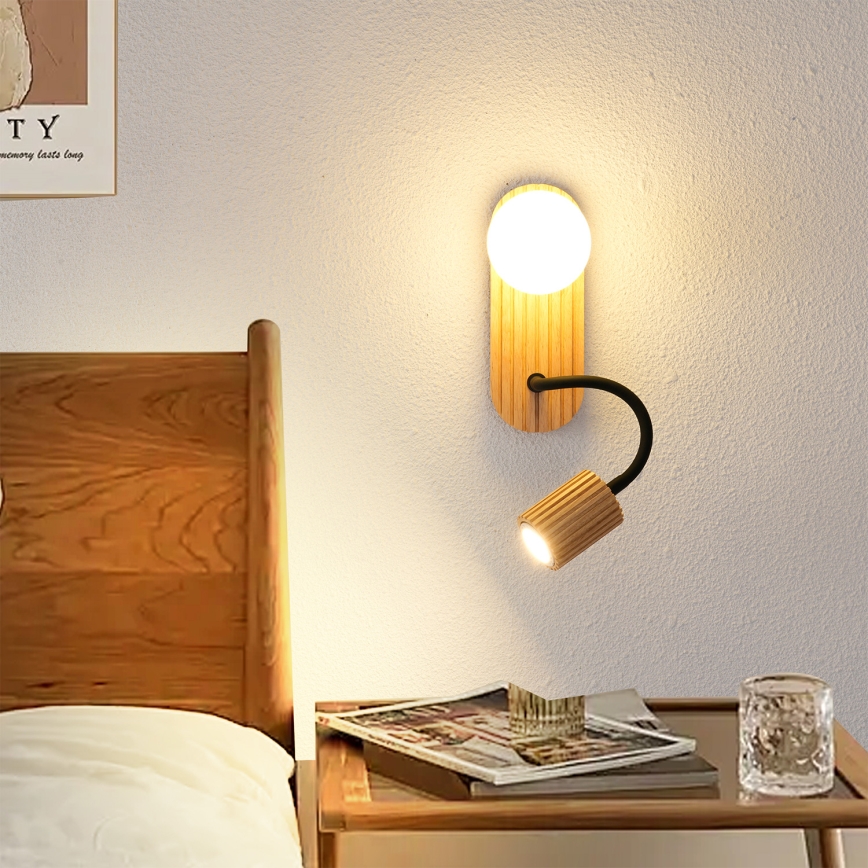 Brilagi - Applique murale MODERN WOOD 1xG9/5W/230V + 1xGU10/8W en bois