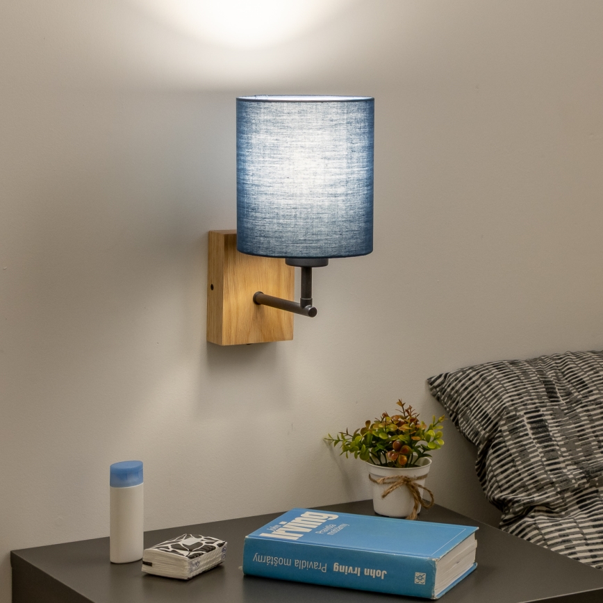 Brilagi - Applique murale NUBILA WOOD 1xE27/25W/230V chêne/bleu foncé