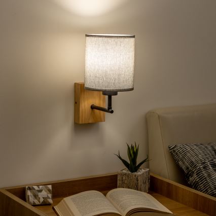 Brilagi - Applique murale NUBILA WOOD 1xE27/25W/230V chêne/gris