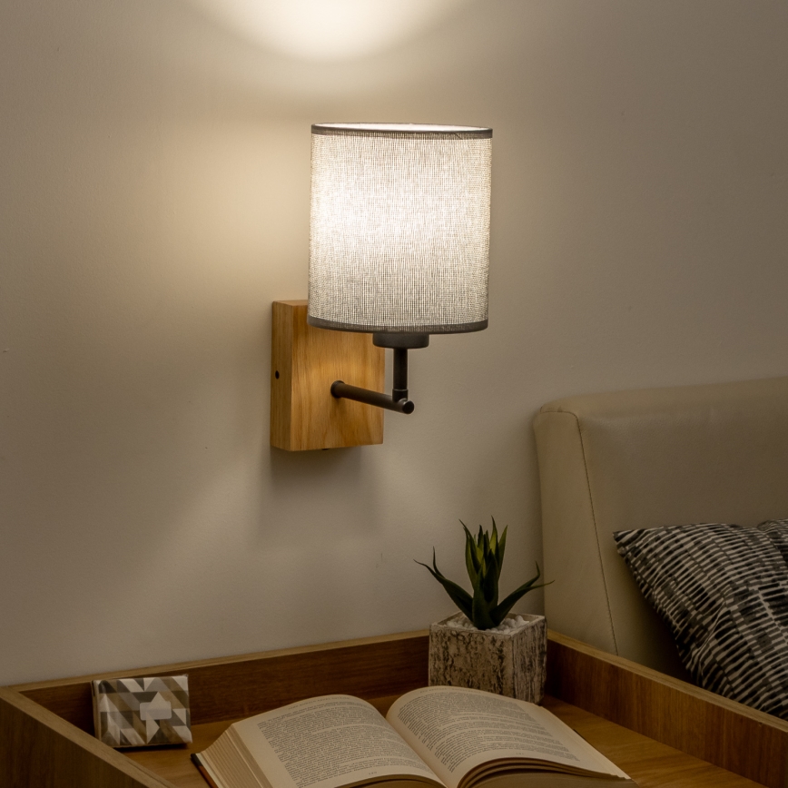 Brilagi - Applique murale NUBILA WOOD 1xE27/25W/230V chêne/gris