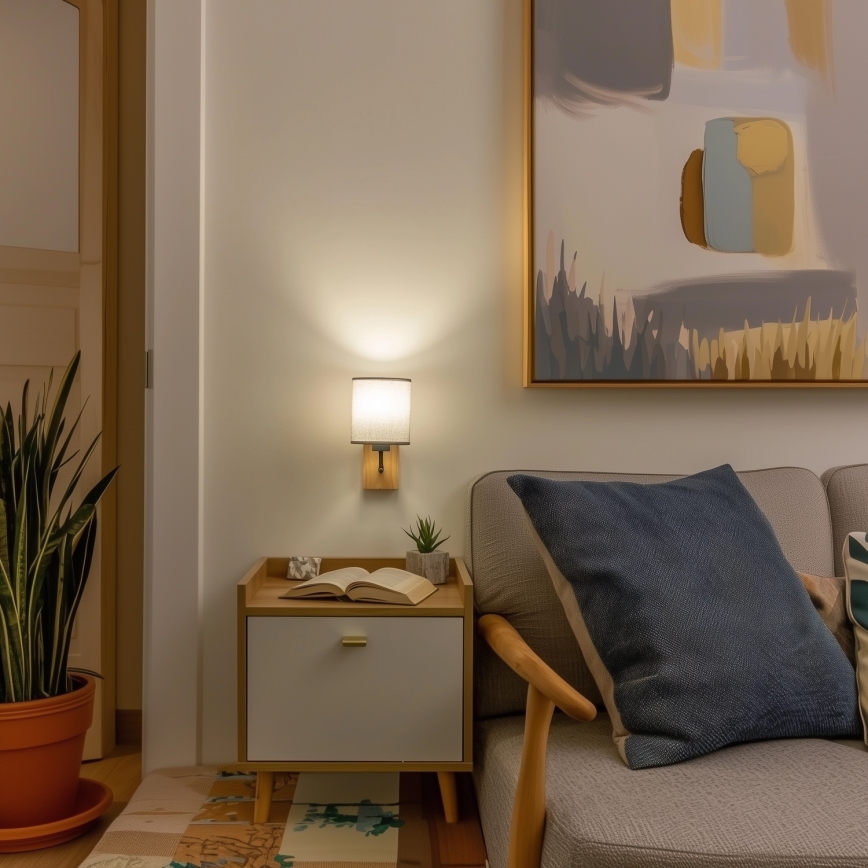Brilagi - Applique murale NUBILA WOOD 1xE27/25W/230V chêne/gris