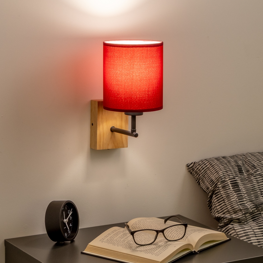 Brilagi - Applique murale NUBILA WOOD 1xE27/25W/230V chêne/Pompéien rouge