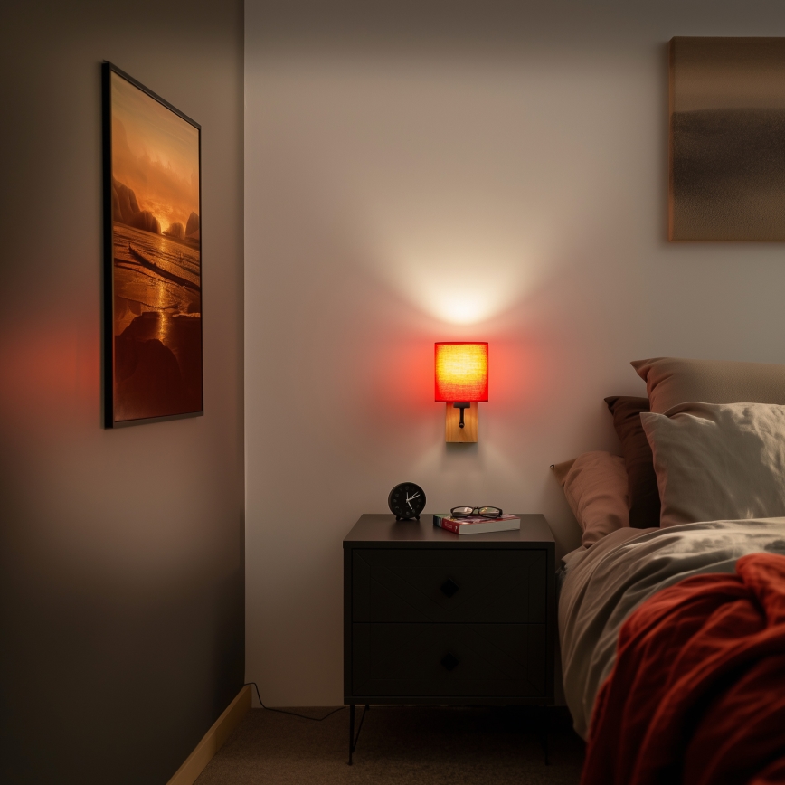 Brilagi - Applique murale NUBILA WOOD 1xE27/25W/230V chêne/rouge