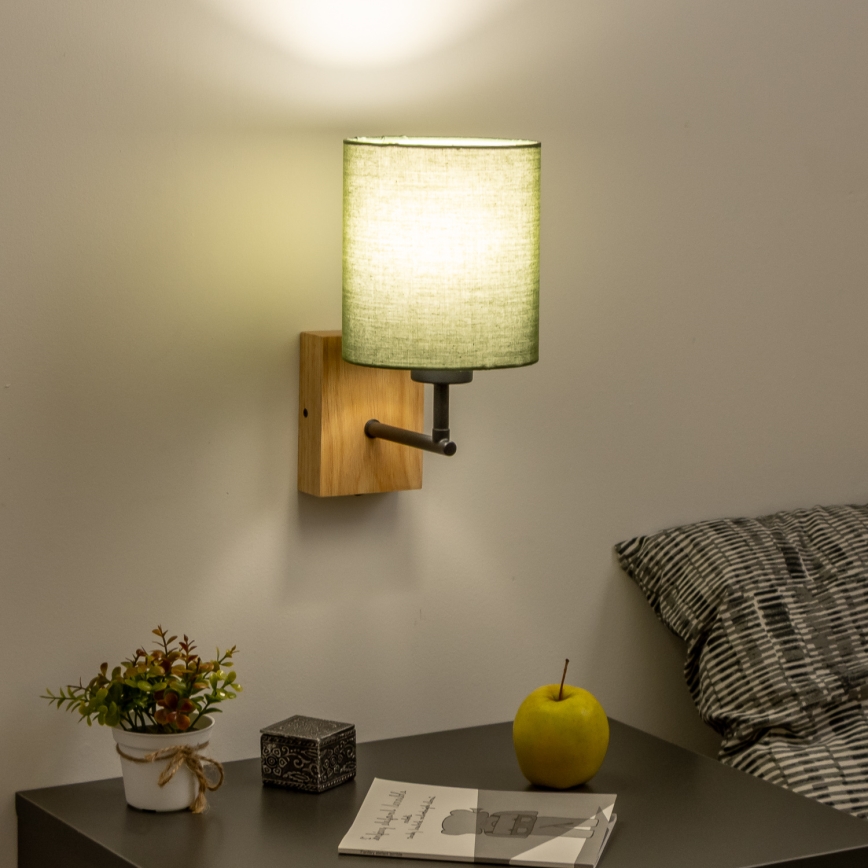 Brilagi - Applique murale NUBILA WOOD 1xE27/25W/230V chêne/vert