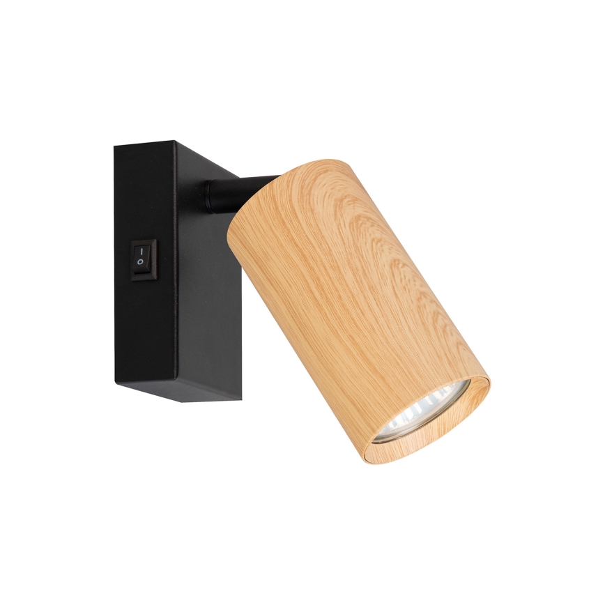 BRILAGI - Applique murale spot avec interrupteur SELE 1xGU10/30W/230V noir/décor chêne