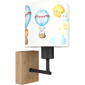 Brilagi - Applique murale pour enfant BOBO WOOD 1xE27/25W/230V chêne/noir/blanc/motifs animaux