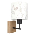 Brilagi - Applique murale pour enfants BOBO WOOD 1xE27/25W/230V chêne/noir/blanc/motif lapins