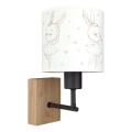 Brilagi - Applique murale pour enfants BOBO WOOD 1xE27/25W/230V chêne/noir/blanc/motifs lapins