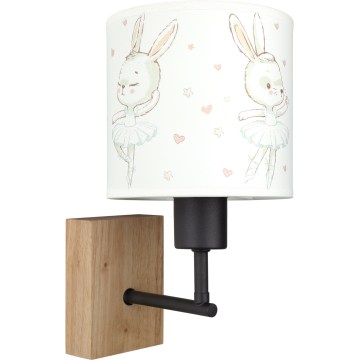 Brilagi - Applique murale pour enfants BOBO WOOD 1xE27/25W/230V chêne/noir/blanc/motifs lapins