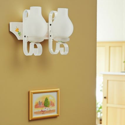 Brilagi - Applique murale QUEEN 2xE14/40W/230V hêtre/crème