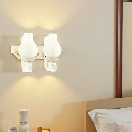 Brilagi - Applique murale QUEEN 2xE14/40W/230V hêtre/crème