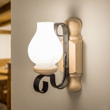 Brilagi - Applique murale RUSTIC 1xE14/40W/230V, finition chêne
