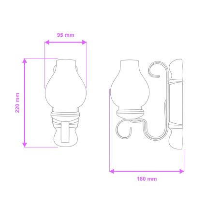 Brilagi - Applique murale RUSTIC 1xE14/40W/230V hêtre