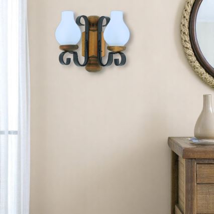Brilagi - Applique murale RUSTIC 2xE14/40W/230V hêtre