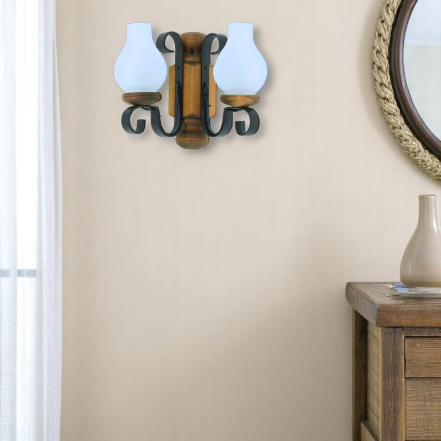 Brilagi - Applique murale RUSTIC 2xE14/40W/230V hêtre