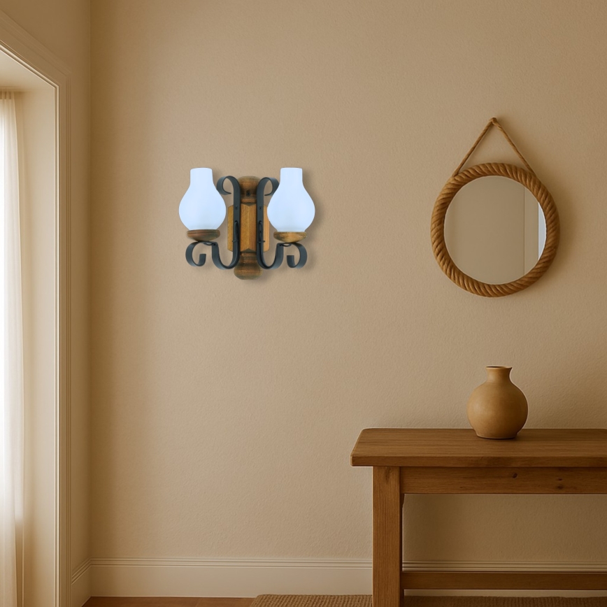 Brilagi - Applique murale RUSTIC 2xE14/40W/230V hêtre