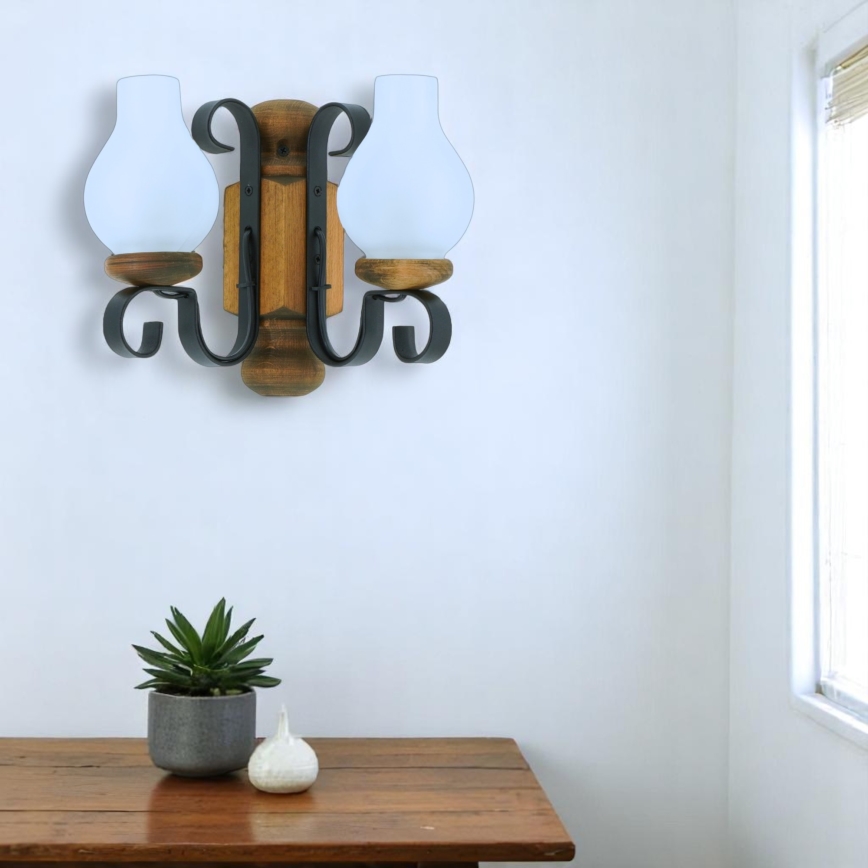 Brilagi - Applique murale RUSTIC 2xE14/40W/230V hêtre