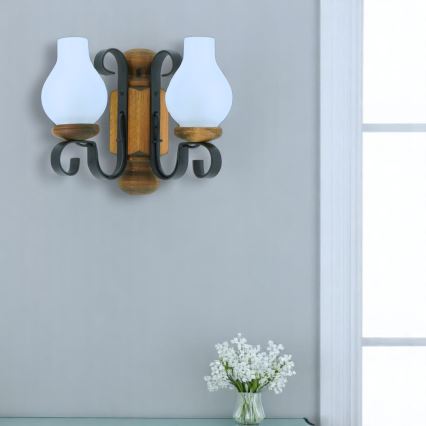 Brilagi - Applique murale RUSTIC 2xE14/40W/230V hêtre