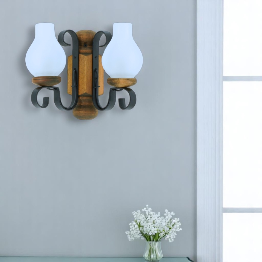 Brilagi - Applique murale RUSTIC 2xE14/40W/230V hêtre