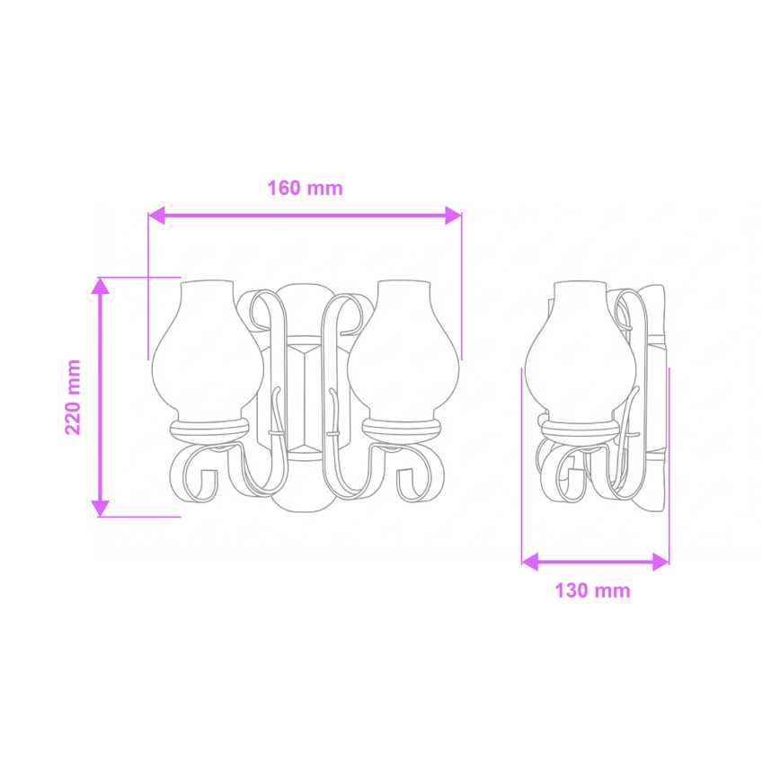Brilagi - Applique murale RUSTIC 2xE14/40W/230V hêtre