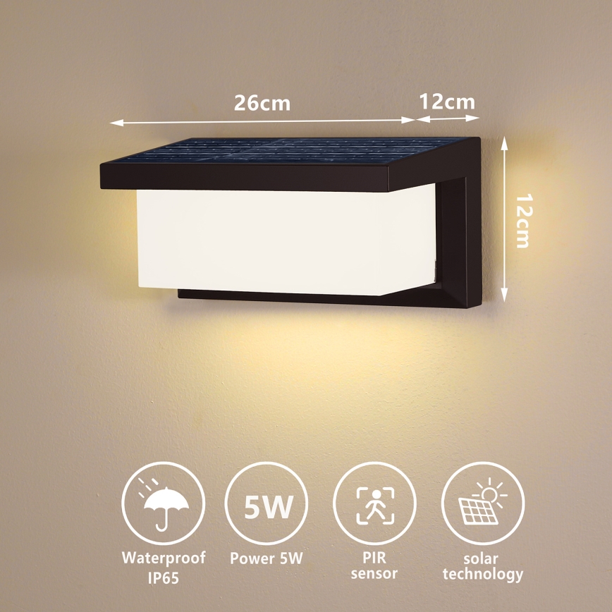 Brilagi - Applique murale solaire avec détecteur BRICKY LED/5W/6V 4000 mAh IP65