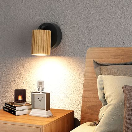Brilagi - Applique murale spot MODERN WOOD 1xGU10/8W/230V hévéa/noir