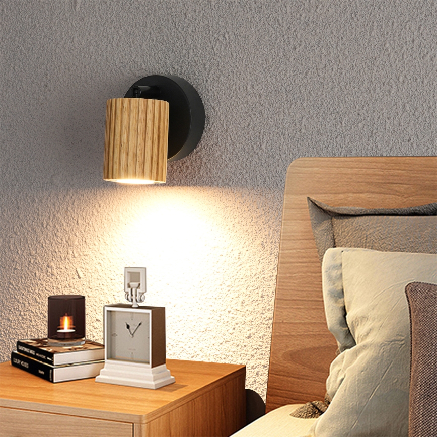 Brilagi - Applique murale spot MODERN WOOD 1xGU10/8W/230V hévéa/noir