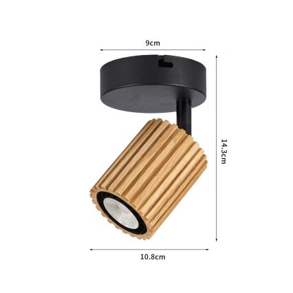 Brilagi - Applique murale spot MODERN WOOD 1xGU10/8W/230V hévéa/noir