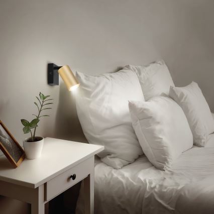 Brilagi - Applique murale spot avec interrupteur intégré SELE 1xGU10/30W/230V noir/doré