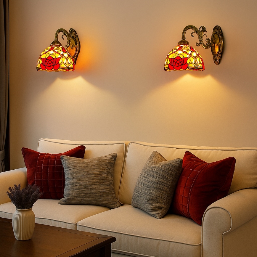 Brilagi - applique murale Tiffany en vitrail GARLAN 1xE27/40W/230V