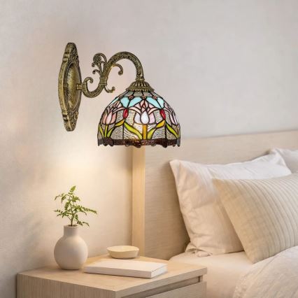 Brilagi - applique murale Tiffany en vitrail LORAS 1xE27/40W/230V