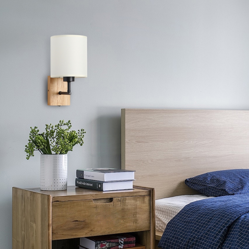 Brilagi - Applique NUBILA WOOD 1xE27/25W/230V quercia/nero/color crema