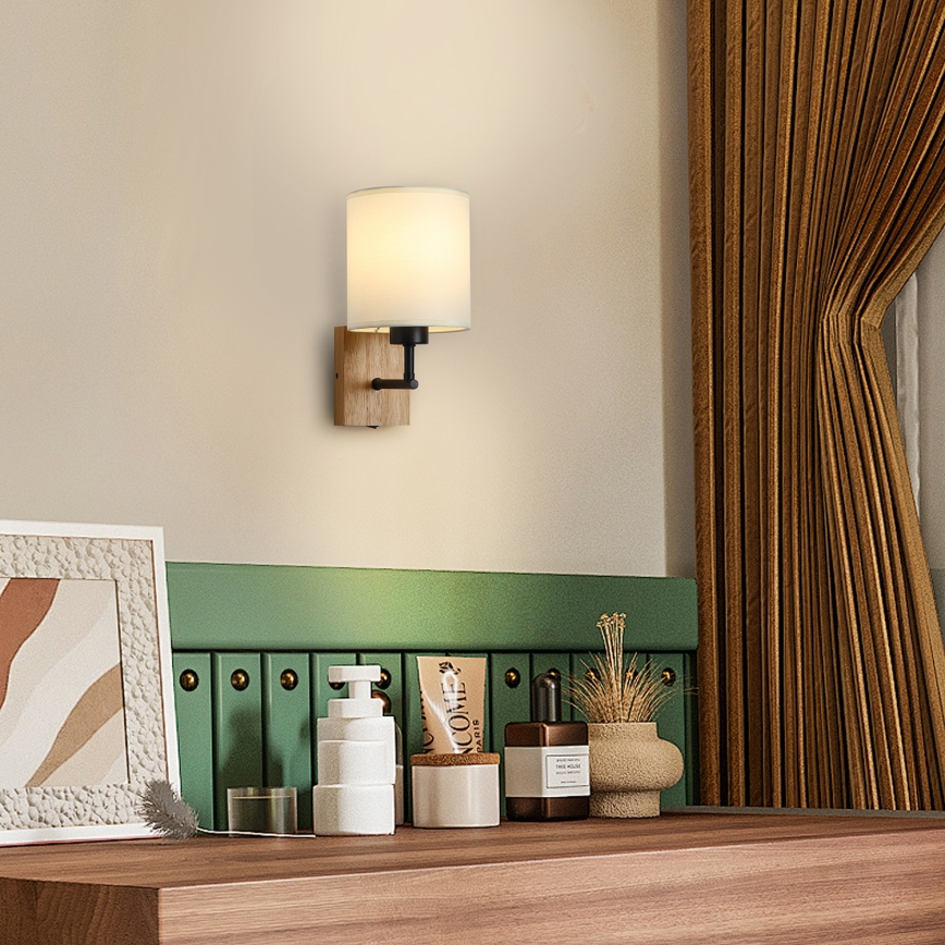 Brilagi - Applique NUBILA WOOD 1xE27/25W/230V quercia/nero/color crema