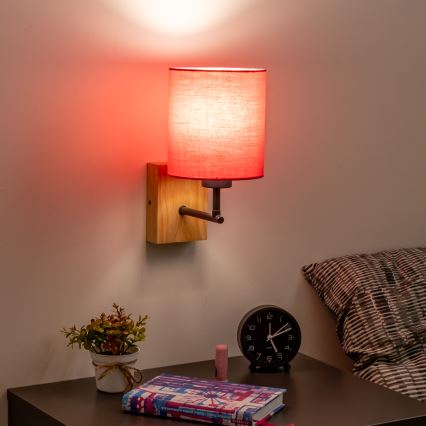 Brilagi - Applique NUBILA WOOD 1xE27/25W/230V quercia/rosa