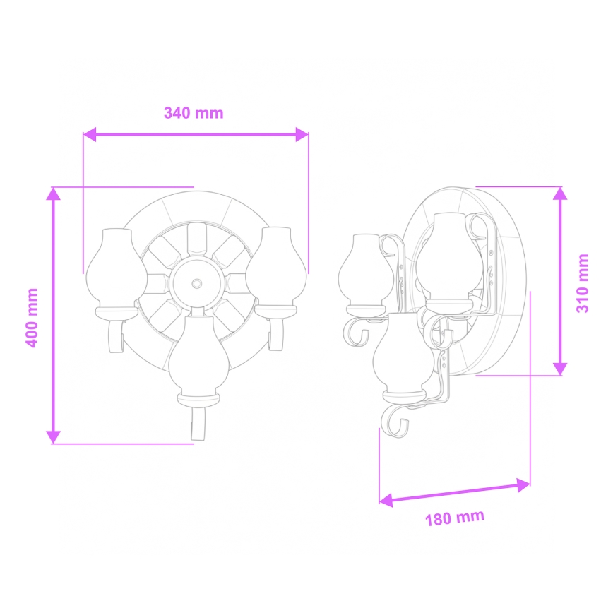 Brilagi - Applique ROATA APLICA 3xE14/40W/230V faggio/noce
