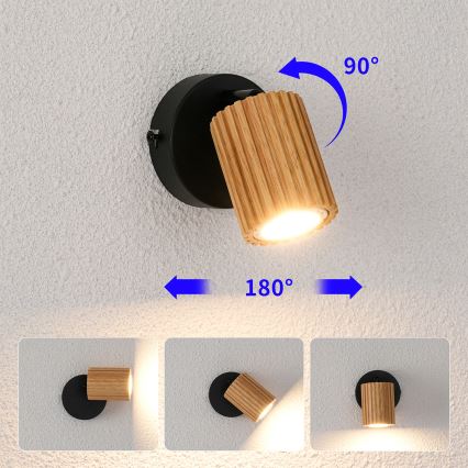 Brilagi - Applique spot murale MODERN WOOD 1xGU10/8W/230V bois/noir
