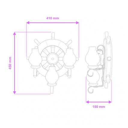 Brilagi - Applique TIMONA 3xE14/40W/230V faggio