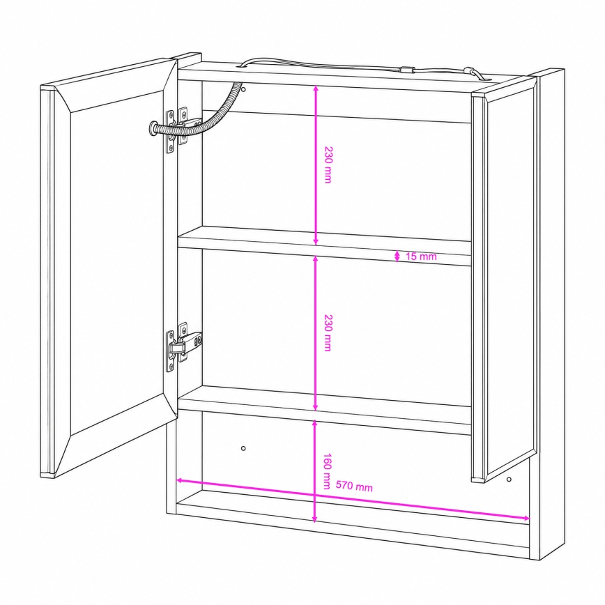 BRILAGI - Armadietto da bagno con specchio e retroilluminazione LED TRABIA DOUBLE 60x70 cm