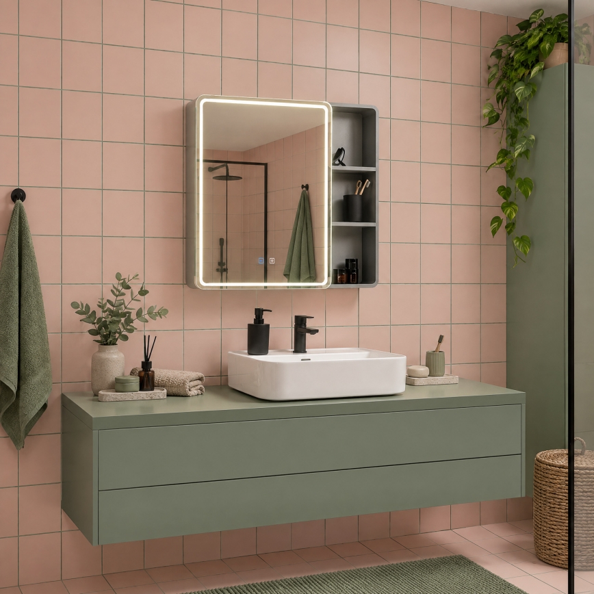 BRILAGI - Armoire-miroir LED de salle de bains à éclairage intégré AVOLA SINGLE 75x70 cm