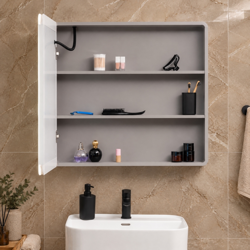 BRILAGI - Armoire-miroir LED de salle de bains à éclairage intégré AVOLA SINGLE 75x70 cm