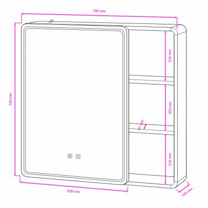 BRILAGI - Armoire-miroir LED de salle de bains à éclairage intégré AVOLA SINGLE 75x70 cm