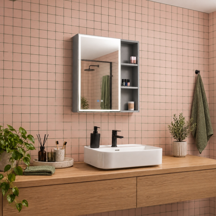 BRILAGI - Armoire-miroir LED pour salle de bains avec éclairage intégré NOTO SINGLE 60x65 cm
