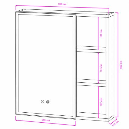 BRILAGI - Armoire-miroir LED pour salle de bains avec éclairage intégré NOTO SINGLE 60x65 cm