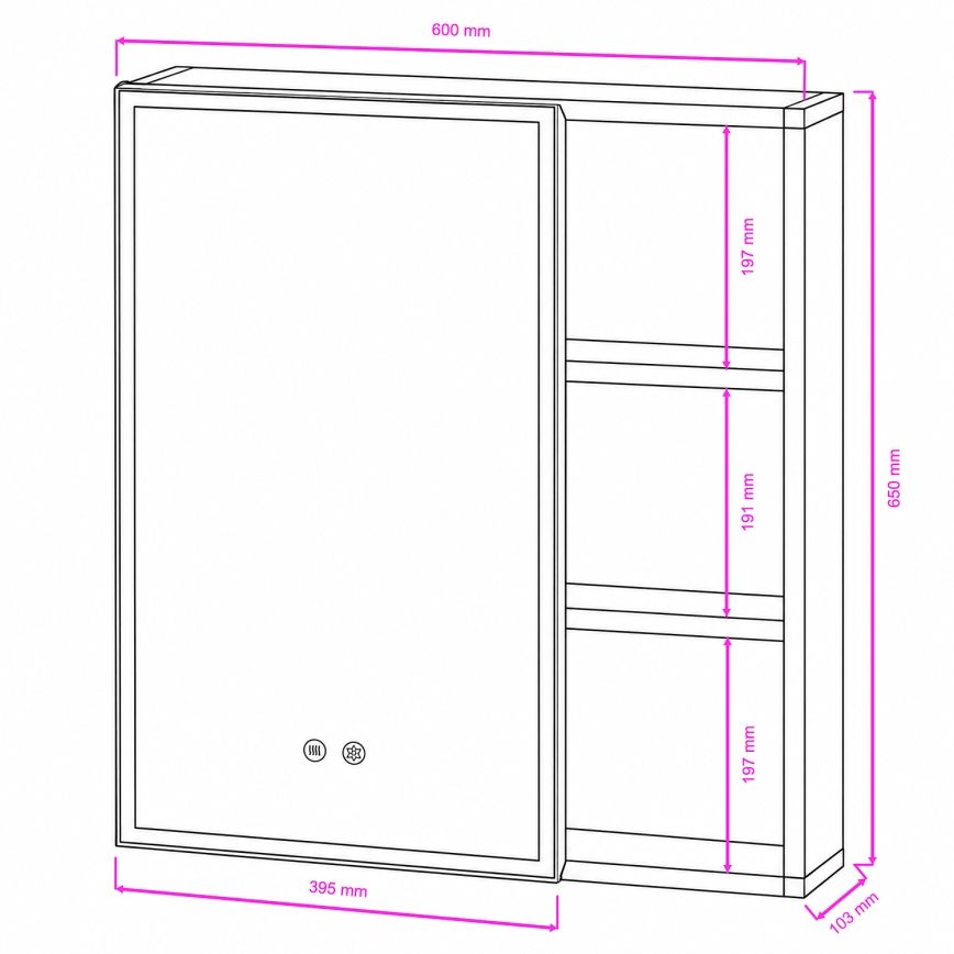 BRILAGI - Armoire-miroir LED pour salle de bains avec éclairage intégré NOTO SINGLE 60x65 cm