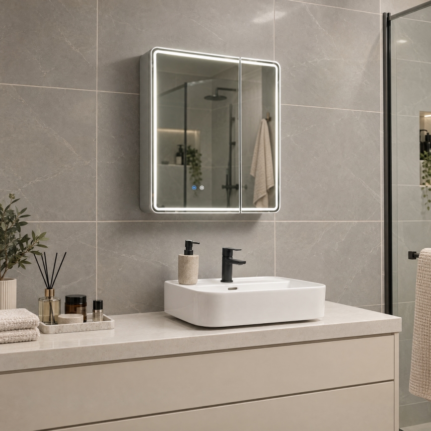 BRILAGI - Armoire miroir pour salle de bains à éclairage LED NOTO DOUBLE 60x70 cm