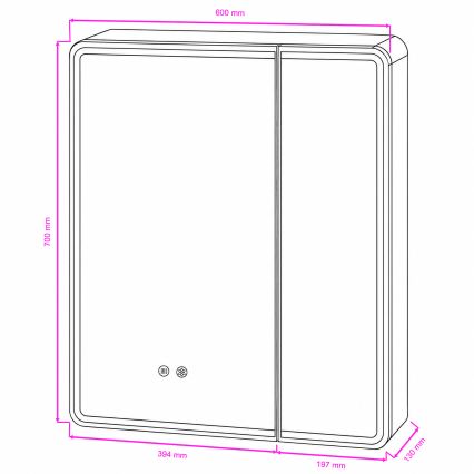BRILAGI - Armoire miroir pour salle de bains à éclairage LED NOTO DOUBLE 60x70 cm